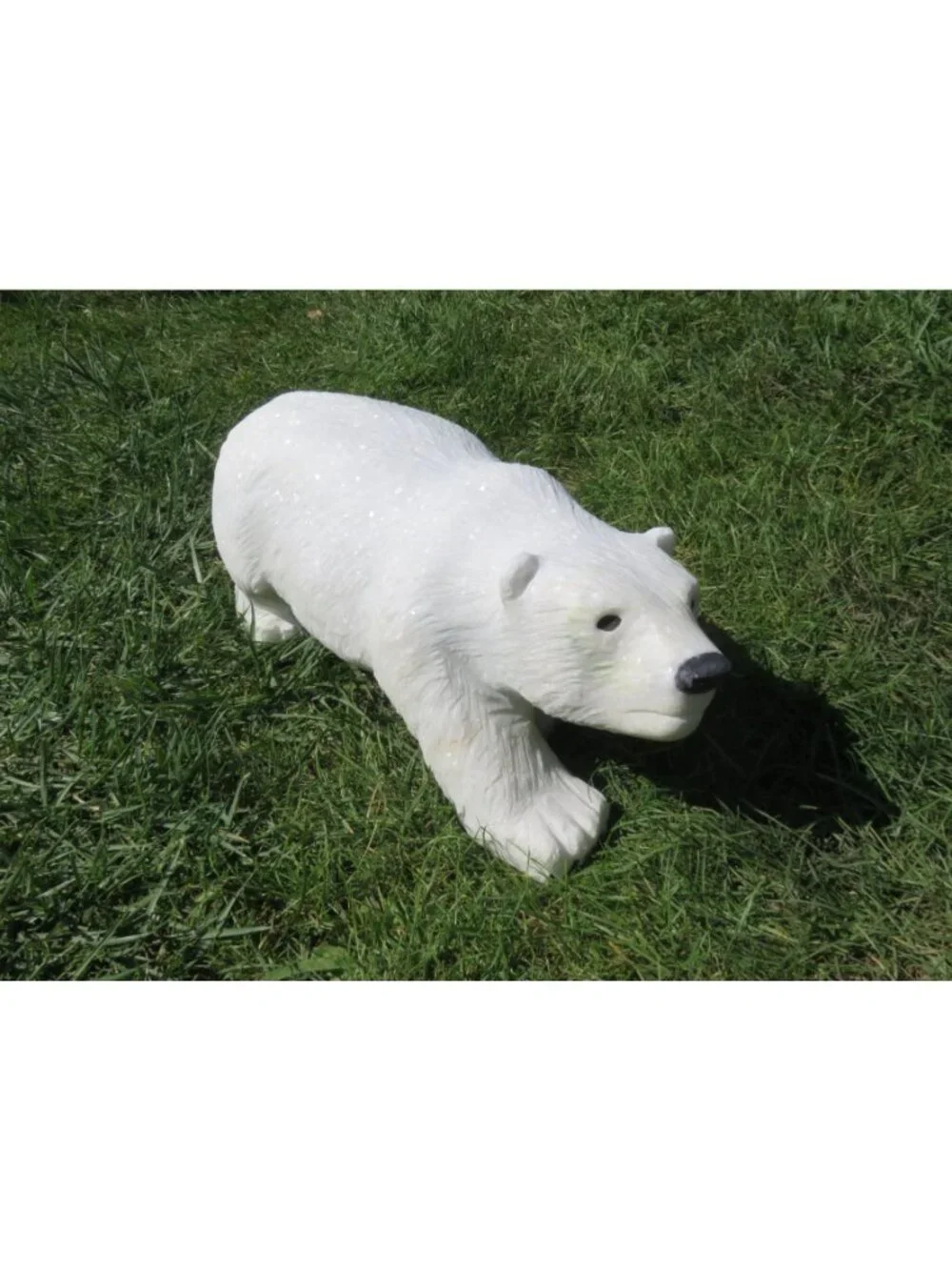 White Stone Polar Bear Hand Carved Shona Sculpture From South Africa 45lbs - Picture 3 of 11